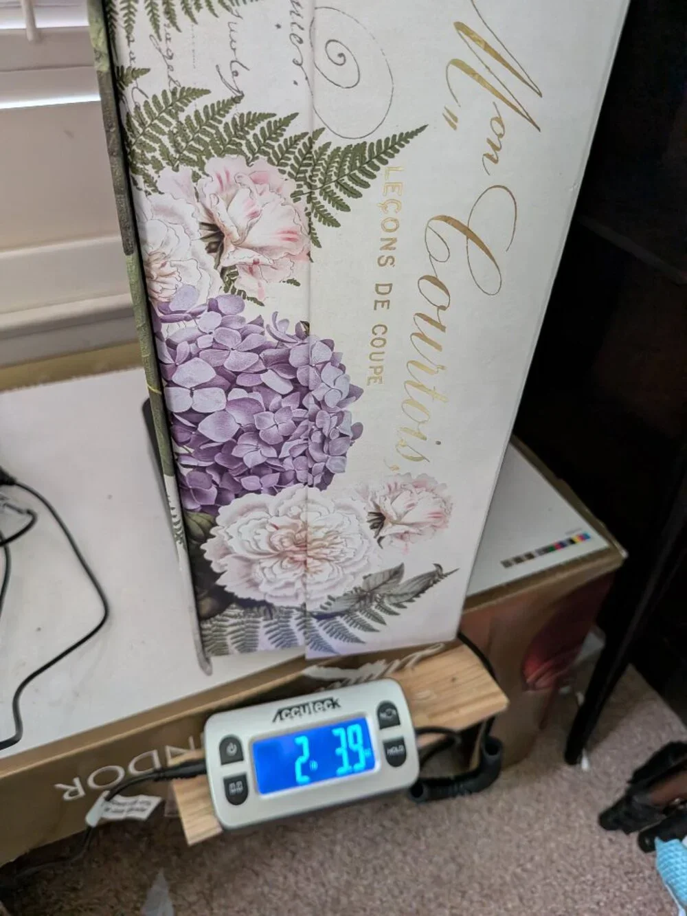 Paris Dressmaker Storage Box Large Hydrangea Peony Gold Metallic Floral Art